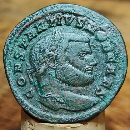 Constantius I Roman coin with Moneta reverse, AE1 3rd century ancient follis