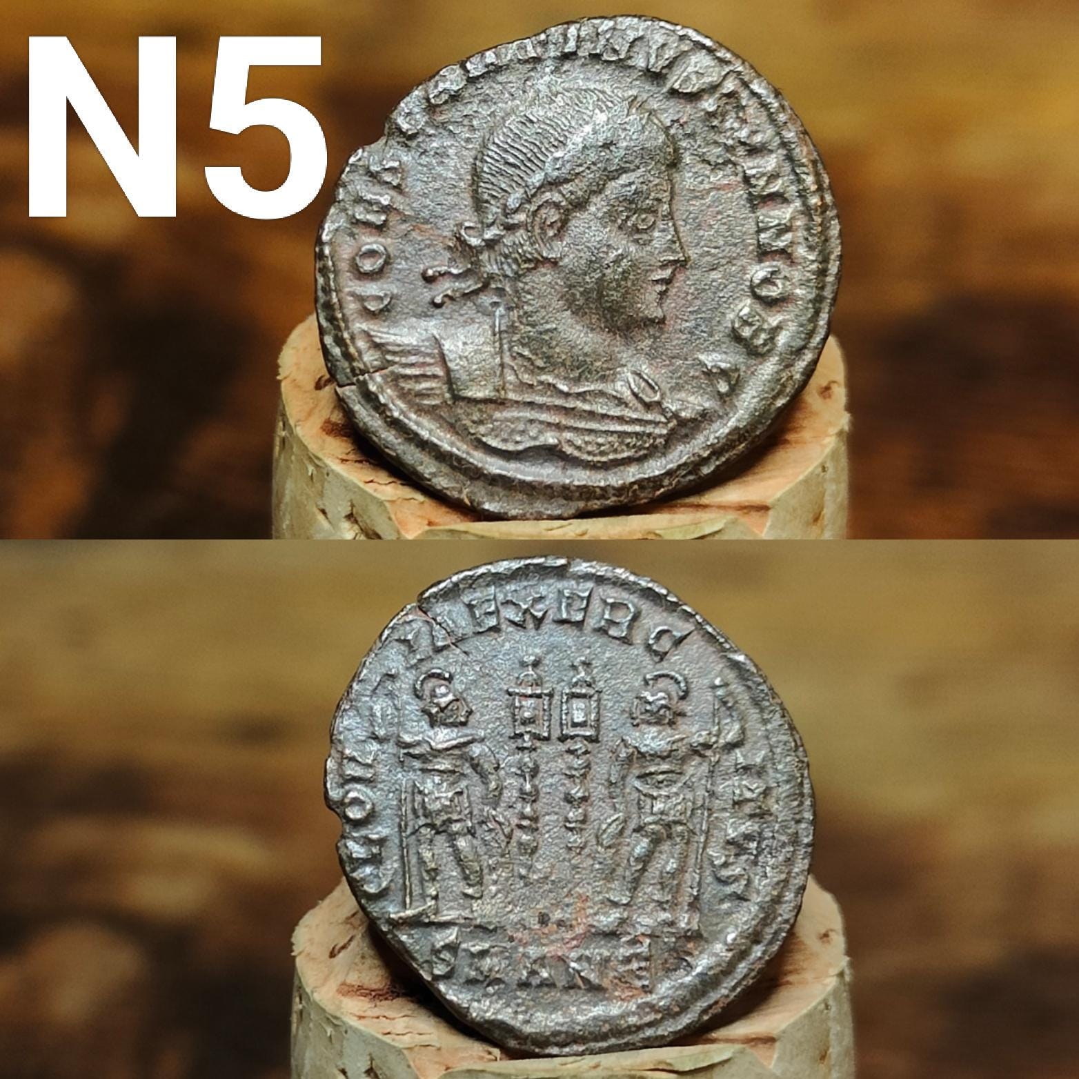 Cleaned Roman coins, ancient Nummus and Follis