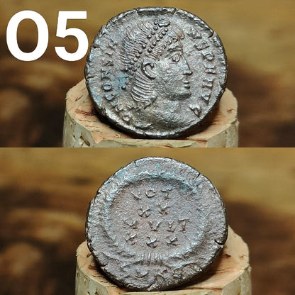 Cleaned Roman coins, ancient Nummus and Follis