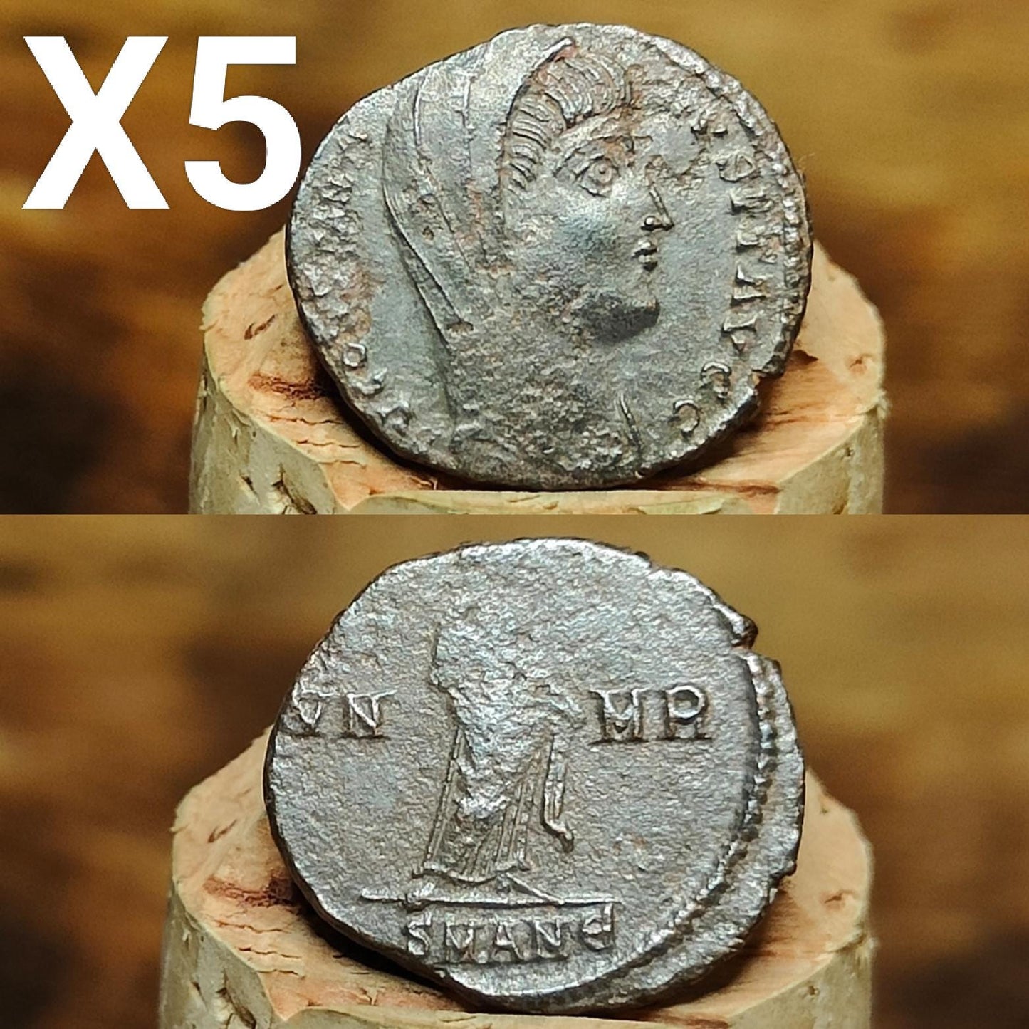 Cleaned Roman coins, ancient Nummus and Follis