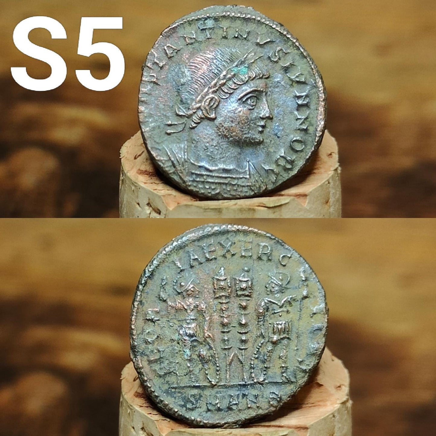 Cleaned Roman coins, ancient Nummus and Follis