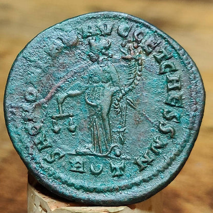 Constantius I Roman coin with Moneta reverse, AE1 3rd century ancient follis
