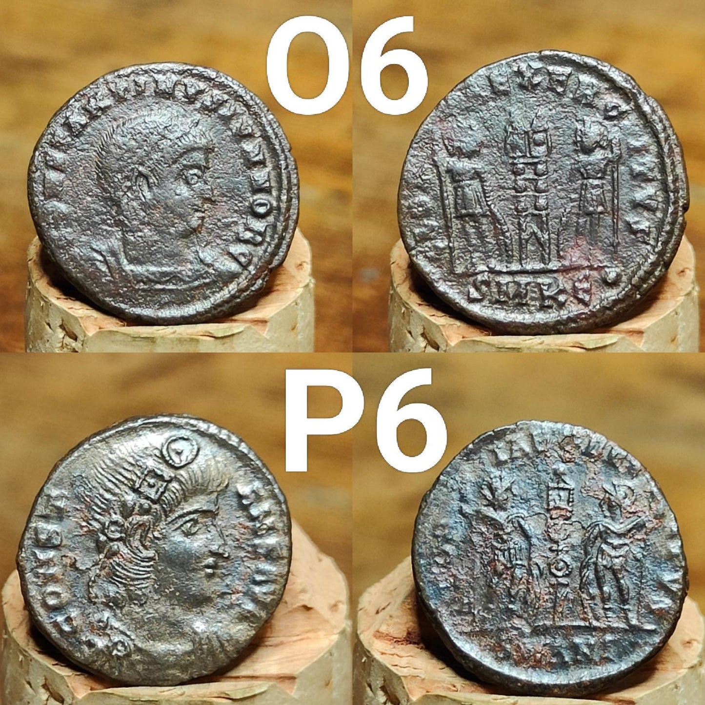 Genuine Roman coins, 4th century ancient Nummus
