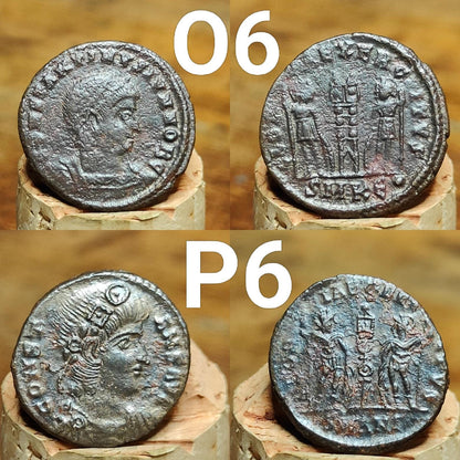 Genuine Roman coins, 4th century ancient Nummus
