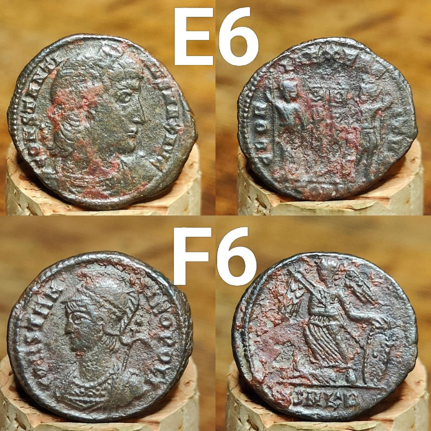 Genuine Roman coins, 4th century ancient Nummus