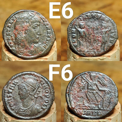 Genuine Roman coins, 4th century ancient Nummus