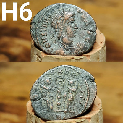 Cleaned Roman coins, ancient Nummus and Follis