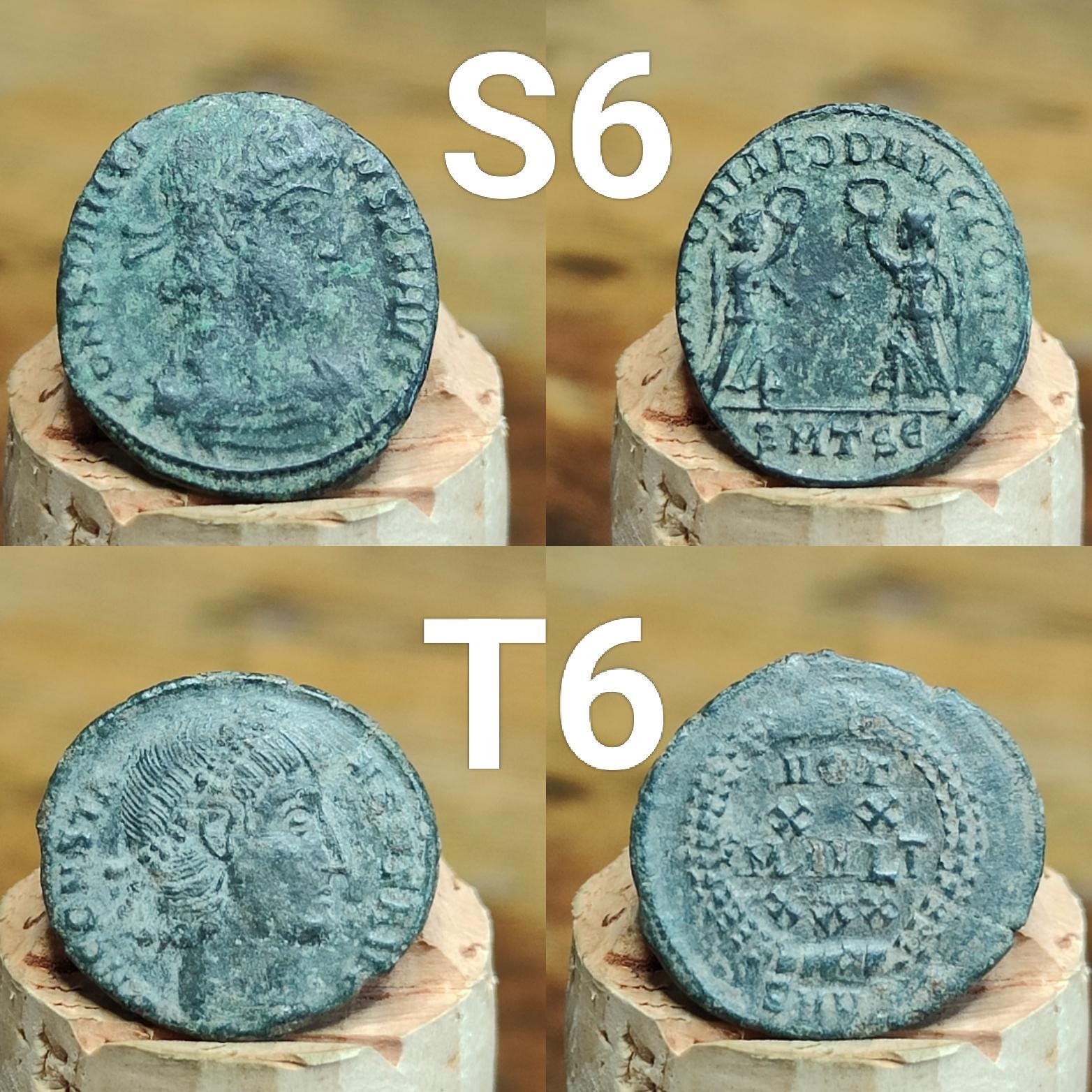Genuine Roman coins, 4th century ancient Nummus