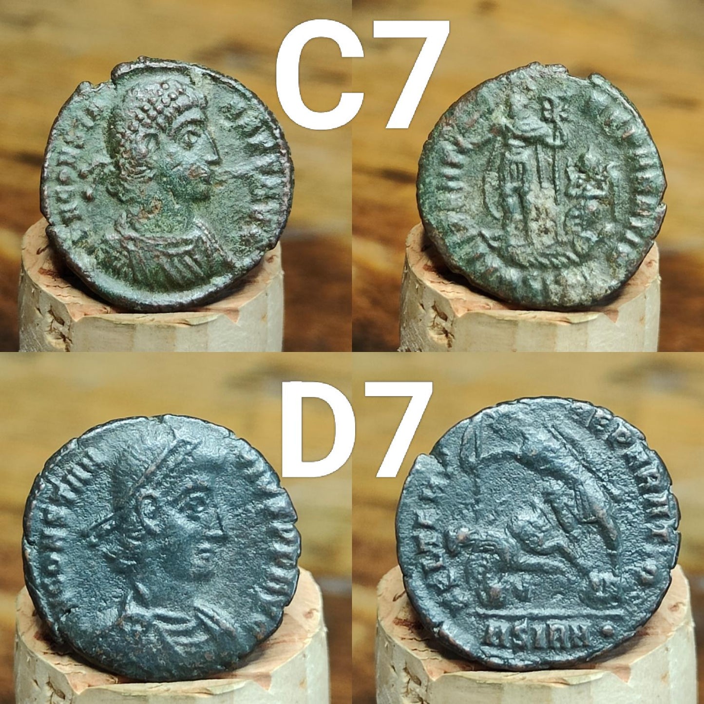 Genuine Roman coins, 4th century ancient Nummus