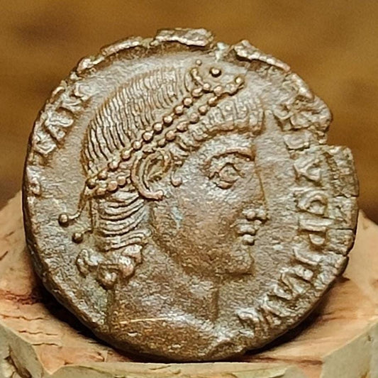 Constantius II Roman coin with votive wreath reverse, high grade ancient Nummus