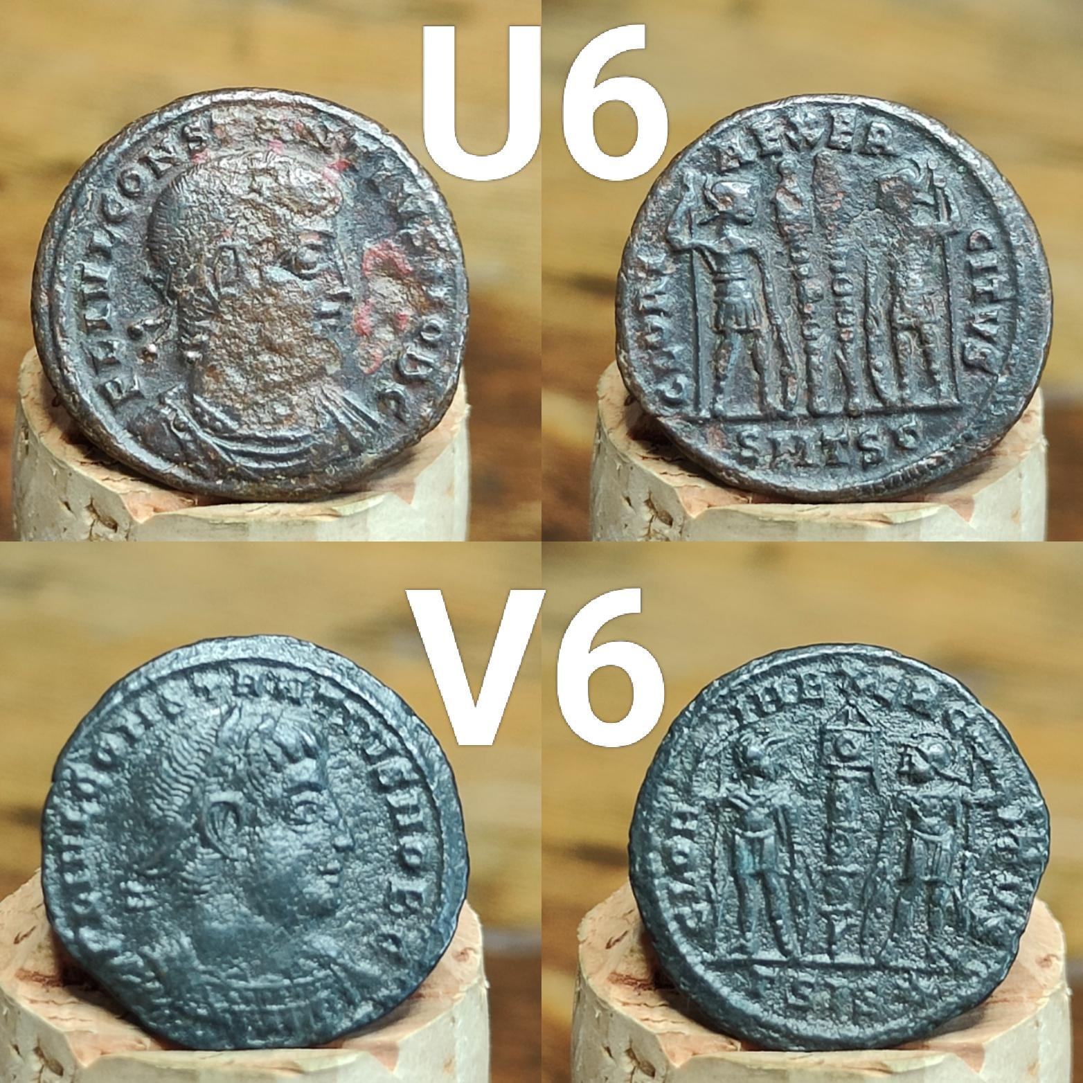 Genuine Roman coins, 4th century ancient Nummus