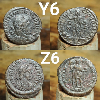 Genuine Roman coins, 4th century ancient Nummus
