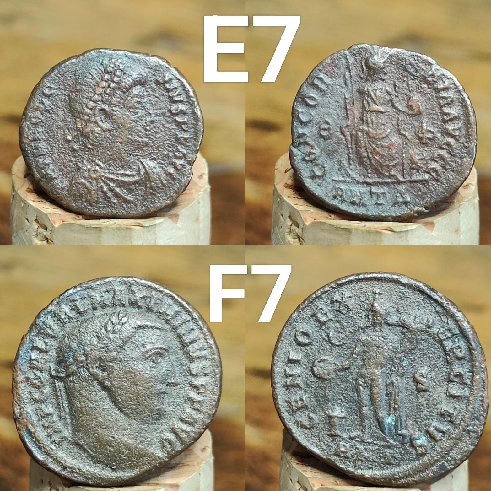 Genuine Roman coins, 4th century ancient Nummus