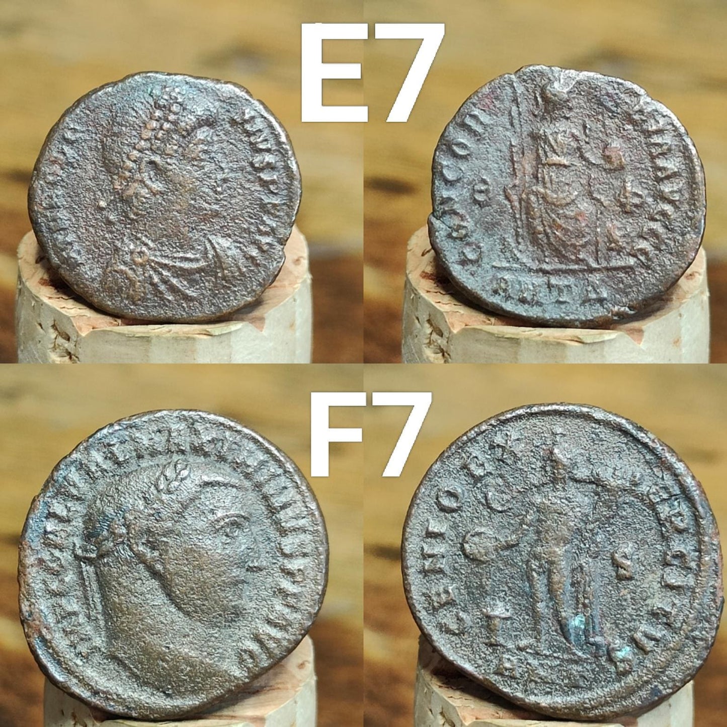 Genuine Roman coins, 4th century ancient Nummus