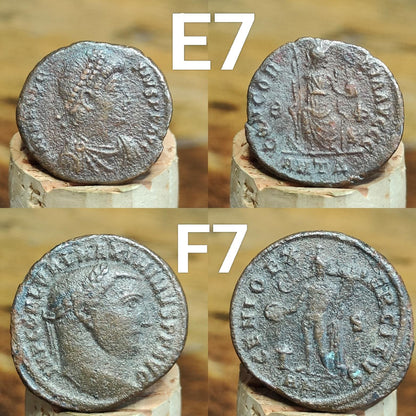 Genuine Roman coins, 4th century ancient Nummus