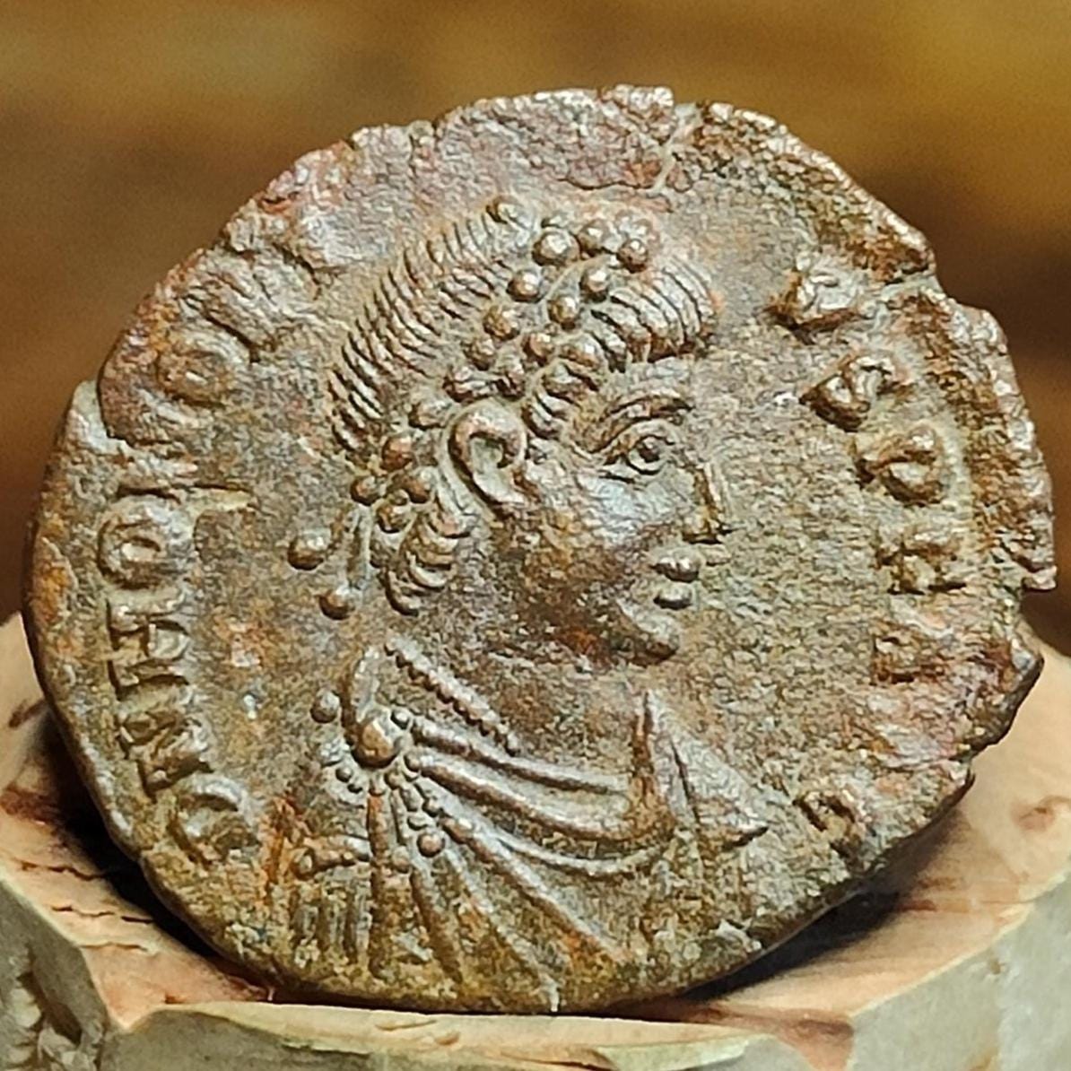 Honorius Roman coin with Horse reverse, 4-5th century ancient nummus AE3