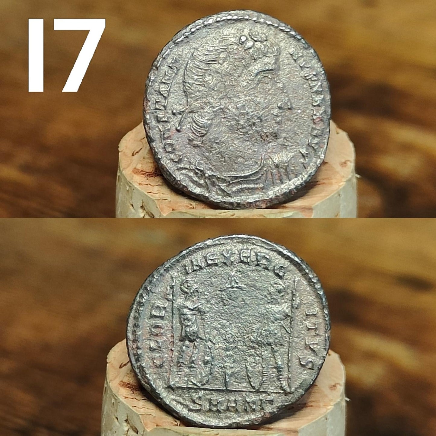 Cleaned Roman coins, ancient Nummus and Follis