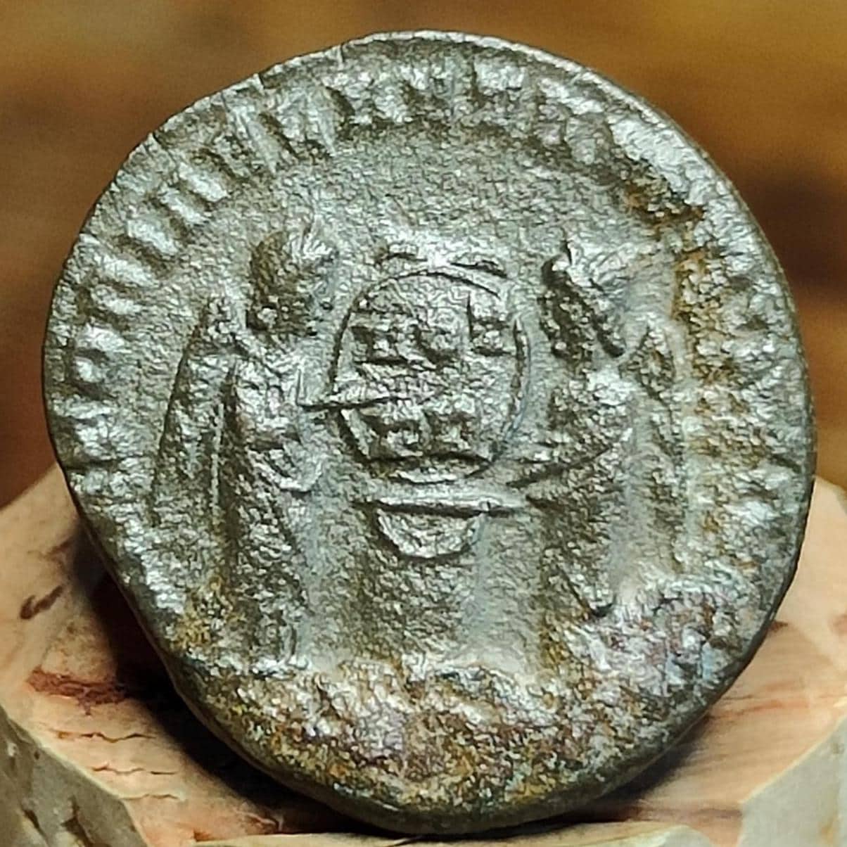 Constantine the great Roman coin with two victories reverse, 4th century ancient nummus AE3