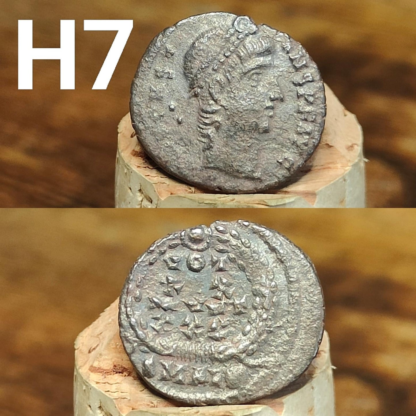 Cleaned Roman coins, ancient Nummus and Follis