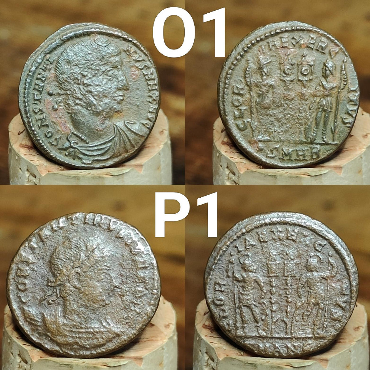 Genuine Roman coins, 4th century ancient Nummus