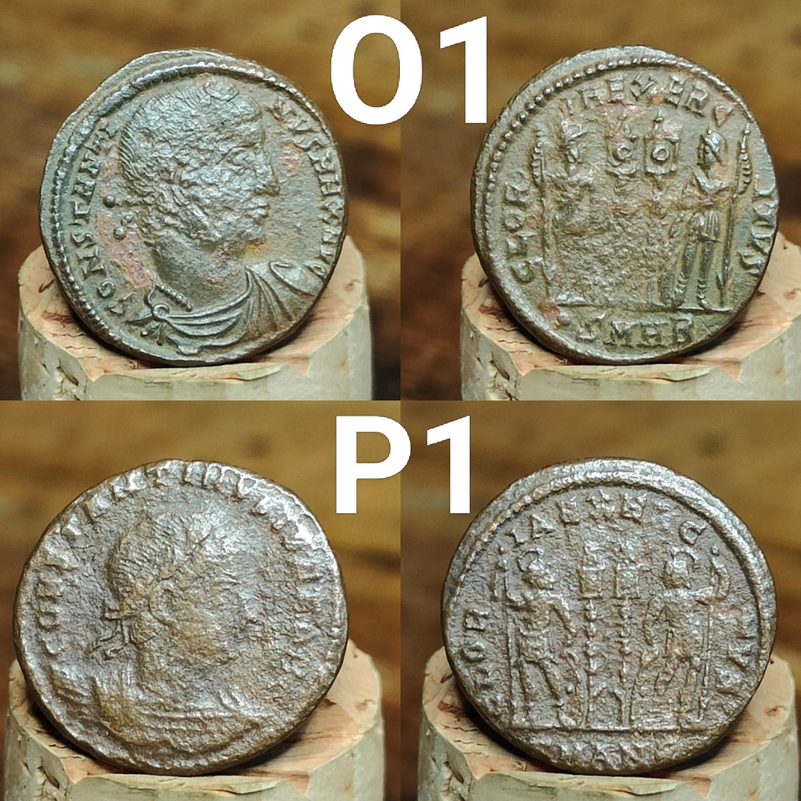 Genuine Roman coins, 4th century ancient Nummus