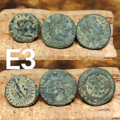 Set of 3 Roman coins, 4th century uncleaned ancient nummus