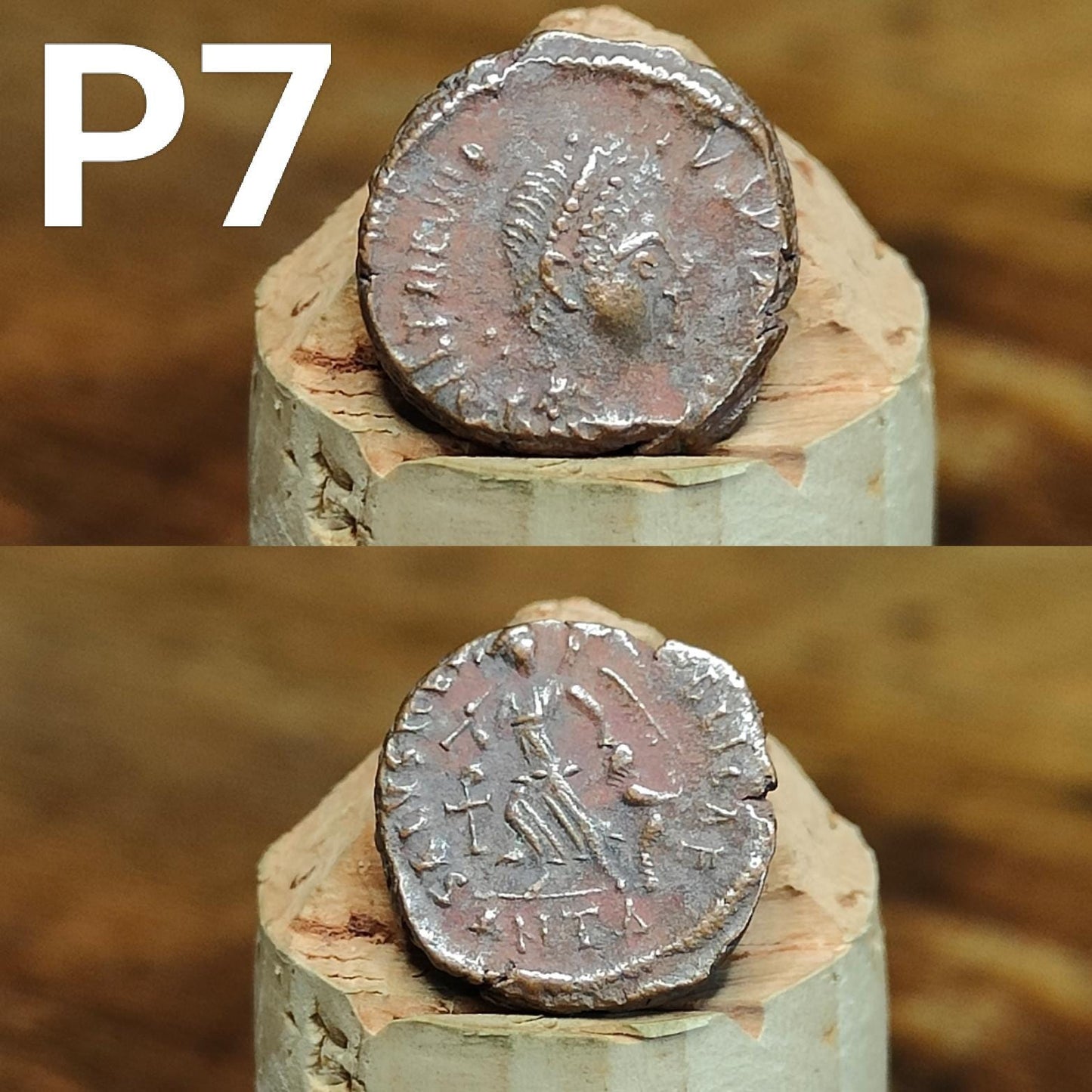 Cleaned Roman coins, ancient Nummus and Follis