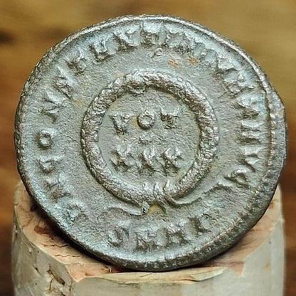 Constantine the great Roman coin with votive wreath reverse, 306-337AD, AE3