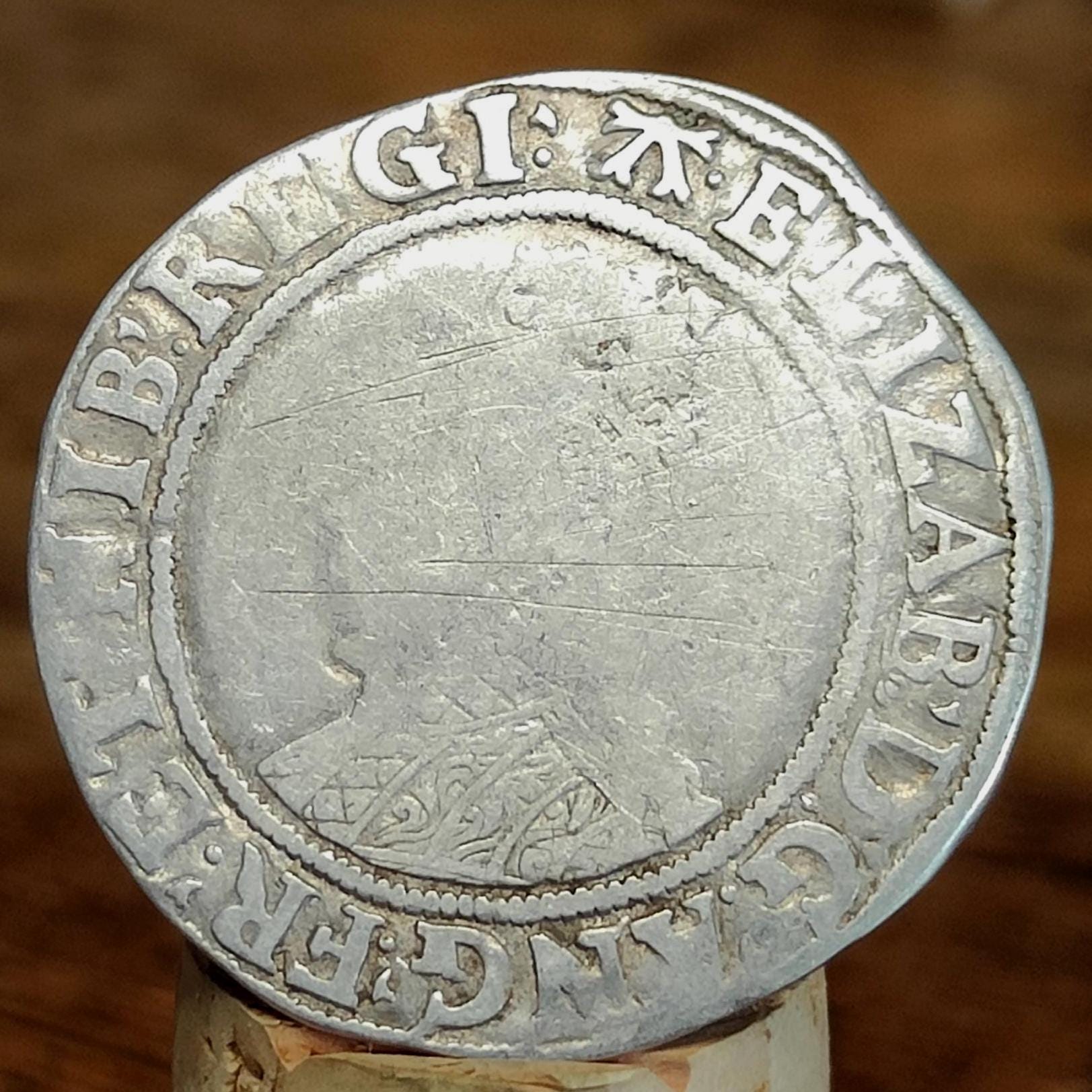 Elizabeth I Shilling from the Battle of Aylesbury Hoard, Tudor hammered silver coin, 1582 - 1584