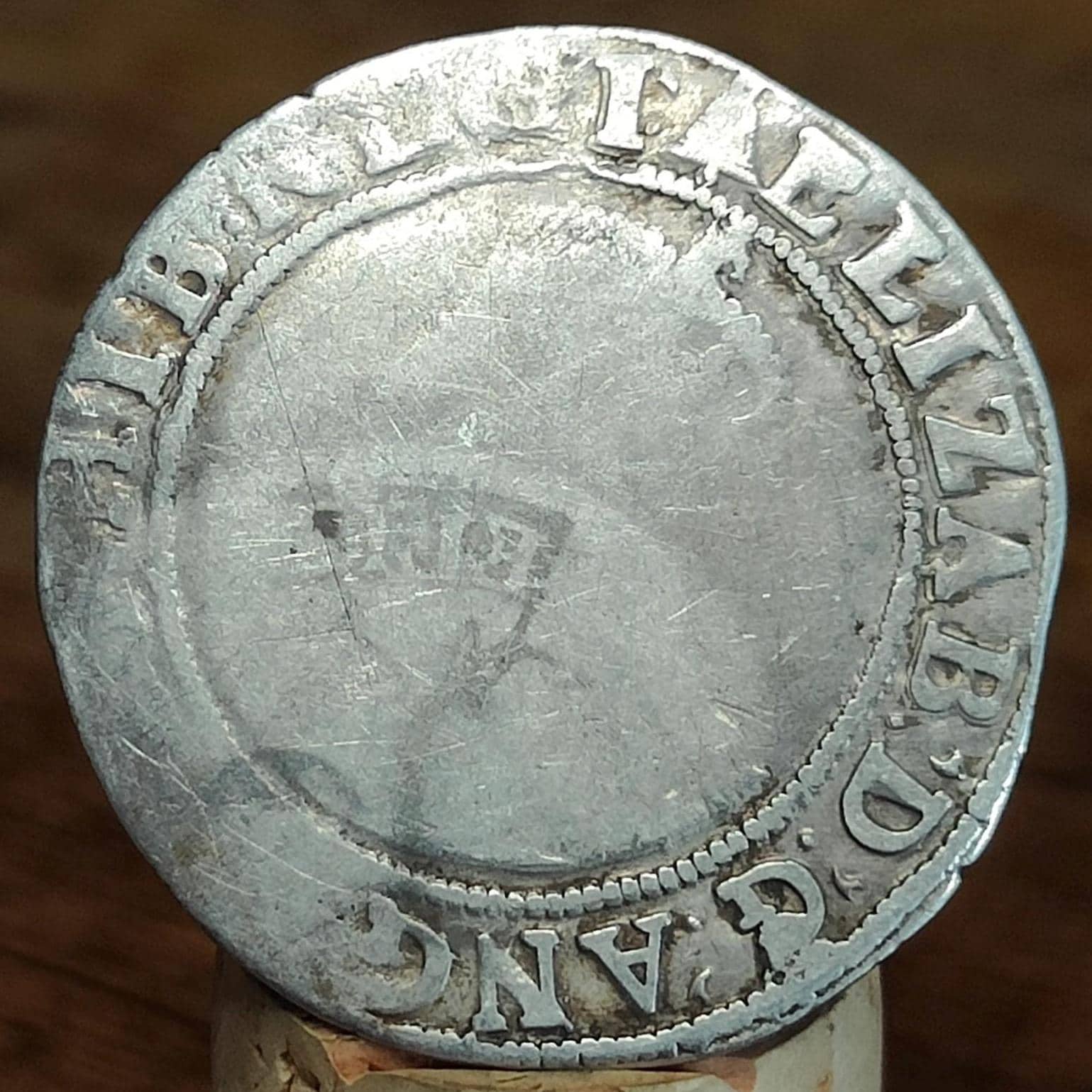 Elizabeth I Shilling from the Battle of Aylesbury Hoard, Tudor hammered silver coin, 1582 - 1583