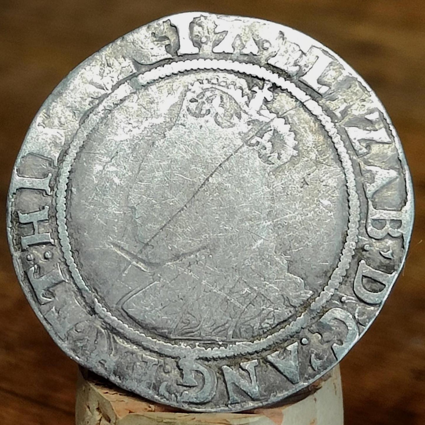 Elizabeth I Shilling from the Battle of Aylesbury Hoard, Tudor hammered silver coin, 1582 - 1584