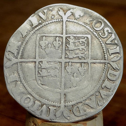 Elizabeth I Shilling from the Battle of Aylesbury Hoard, Tudor hammered silver coin, 1560 - 1561