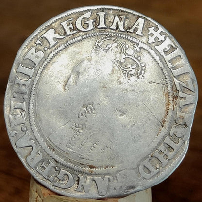 Elizabeth I Shilling from the Battle of Aylesbury Hoard, Tudor hammered silver coin, 1560 - 1561