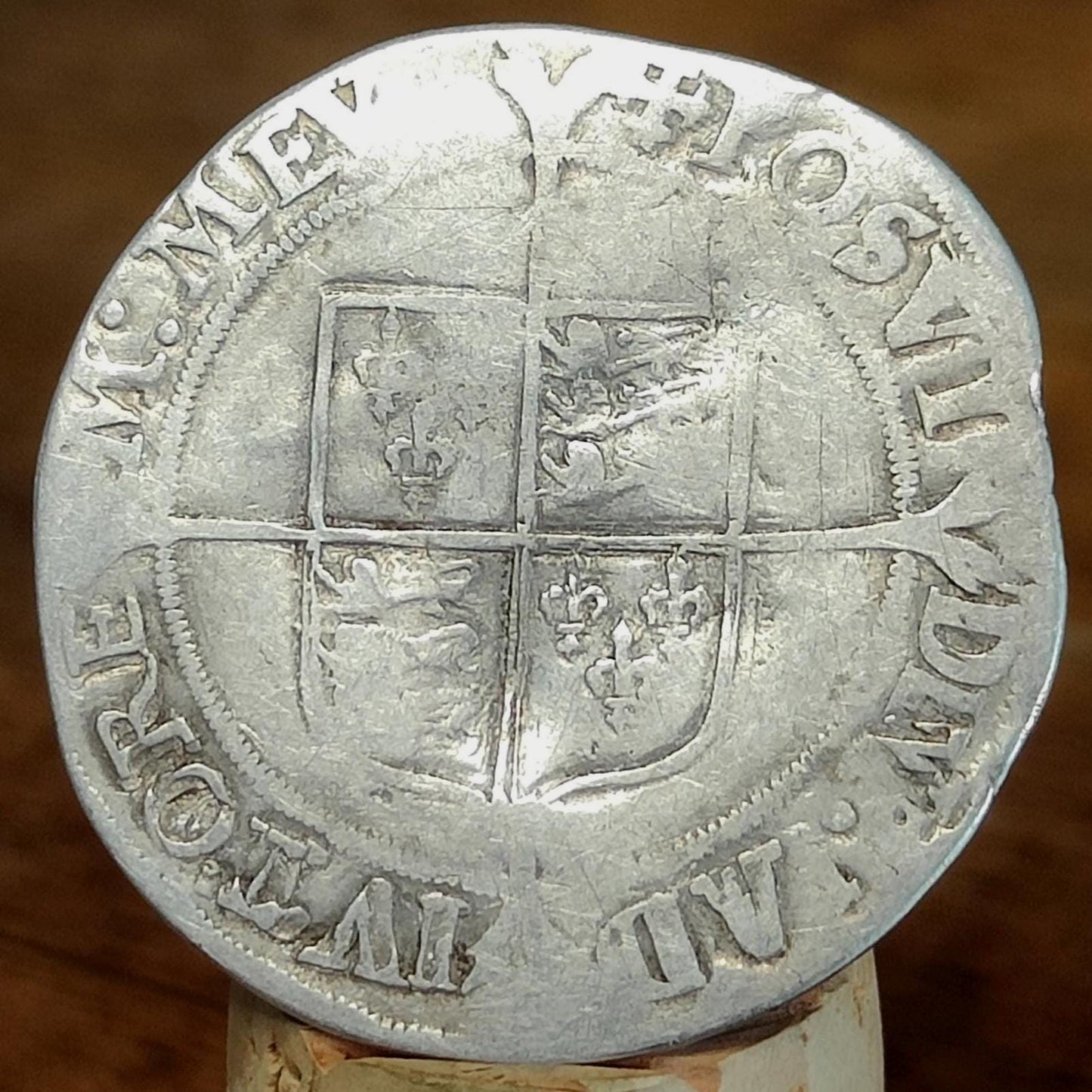 Elizabeth I Shilling from the Battle of Aylesbury Hoard, Tudor hammered silver coin, 1560 - 1561