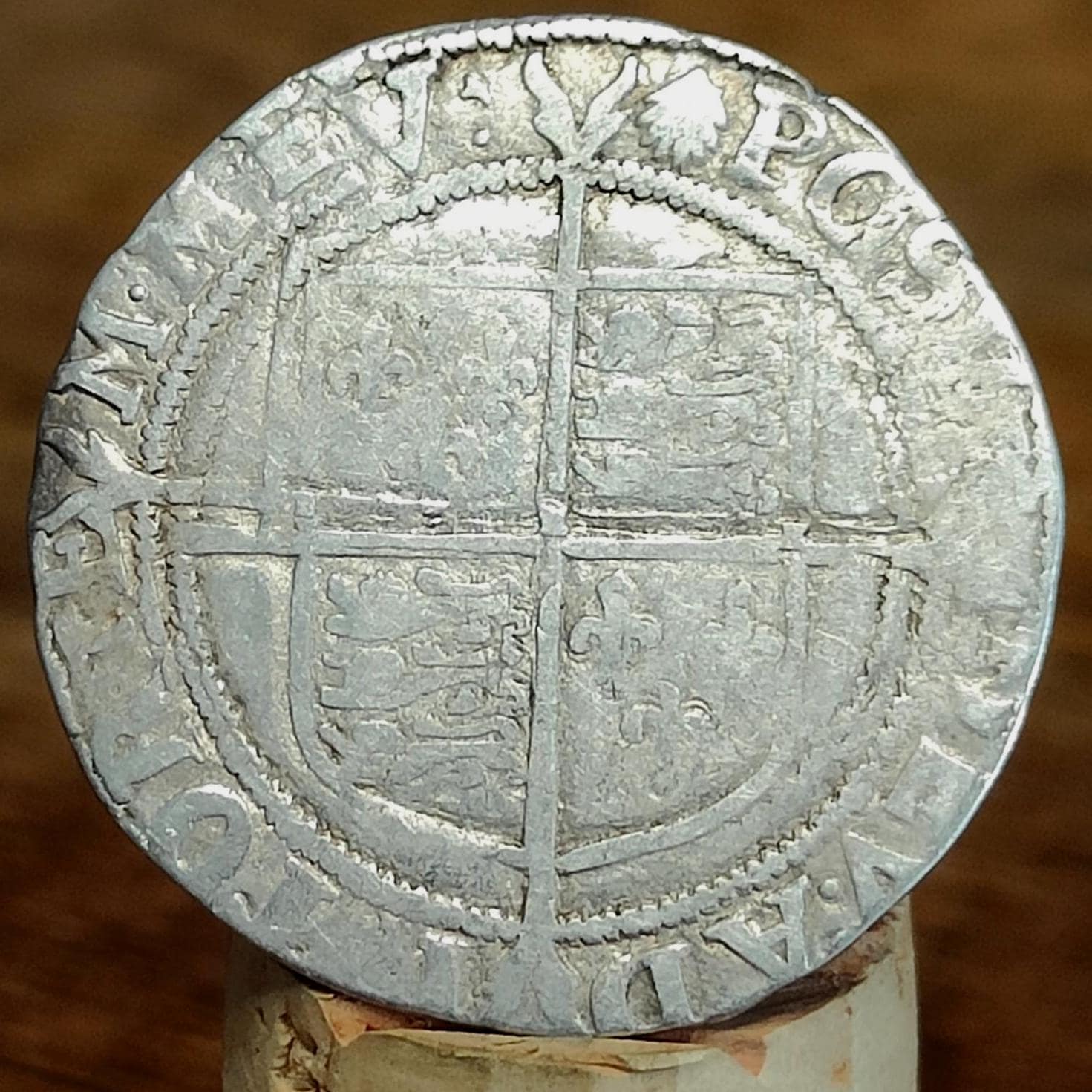 Elizabeth I Shilling from the Battle of Aylesbury Hoard, Tudor hammered silver coin, 1584 - 1586