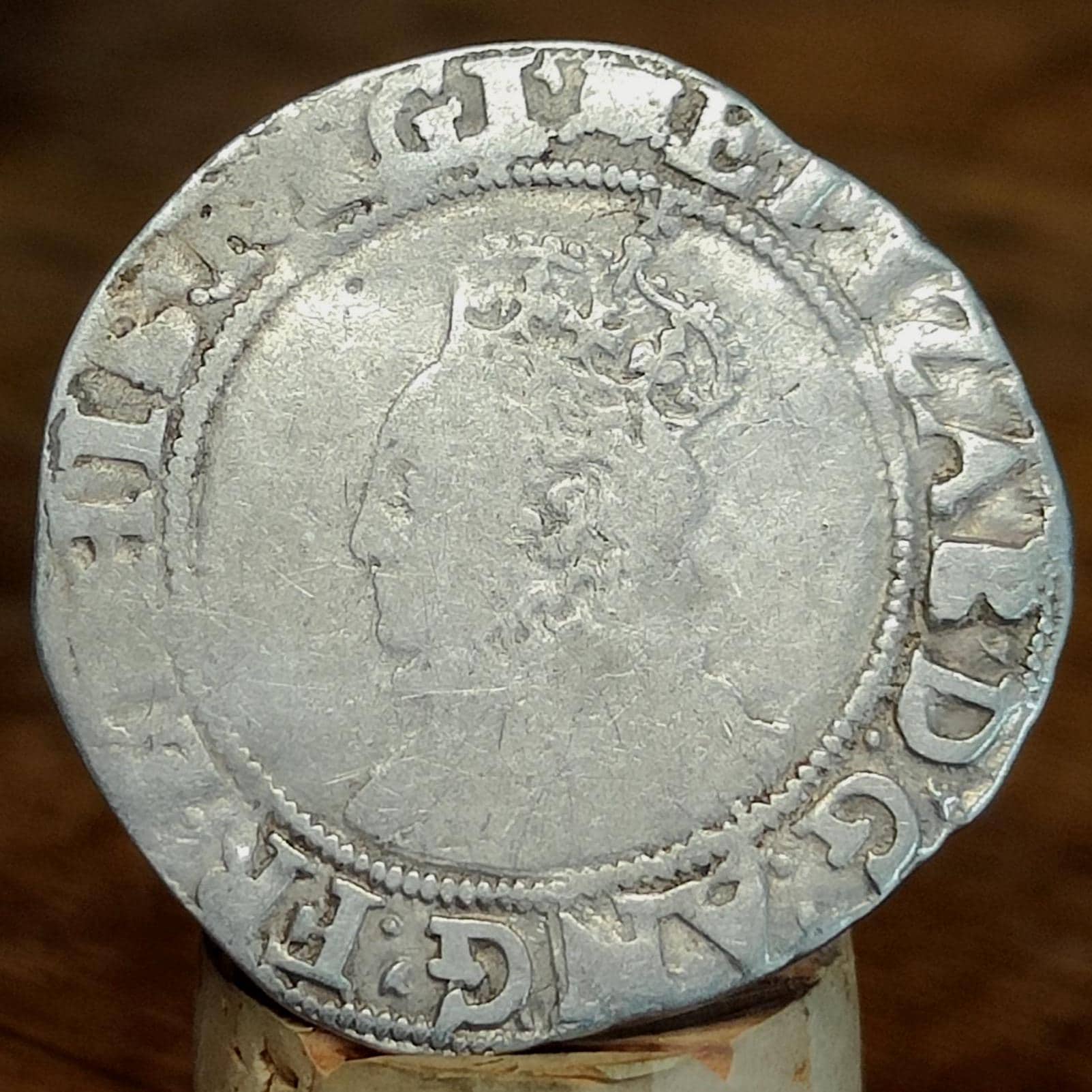 Elizabeth I Shilling from the Battle of Aylesbury Hoard, Tudor hammered silver coin, 1584 - 1586