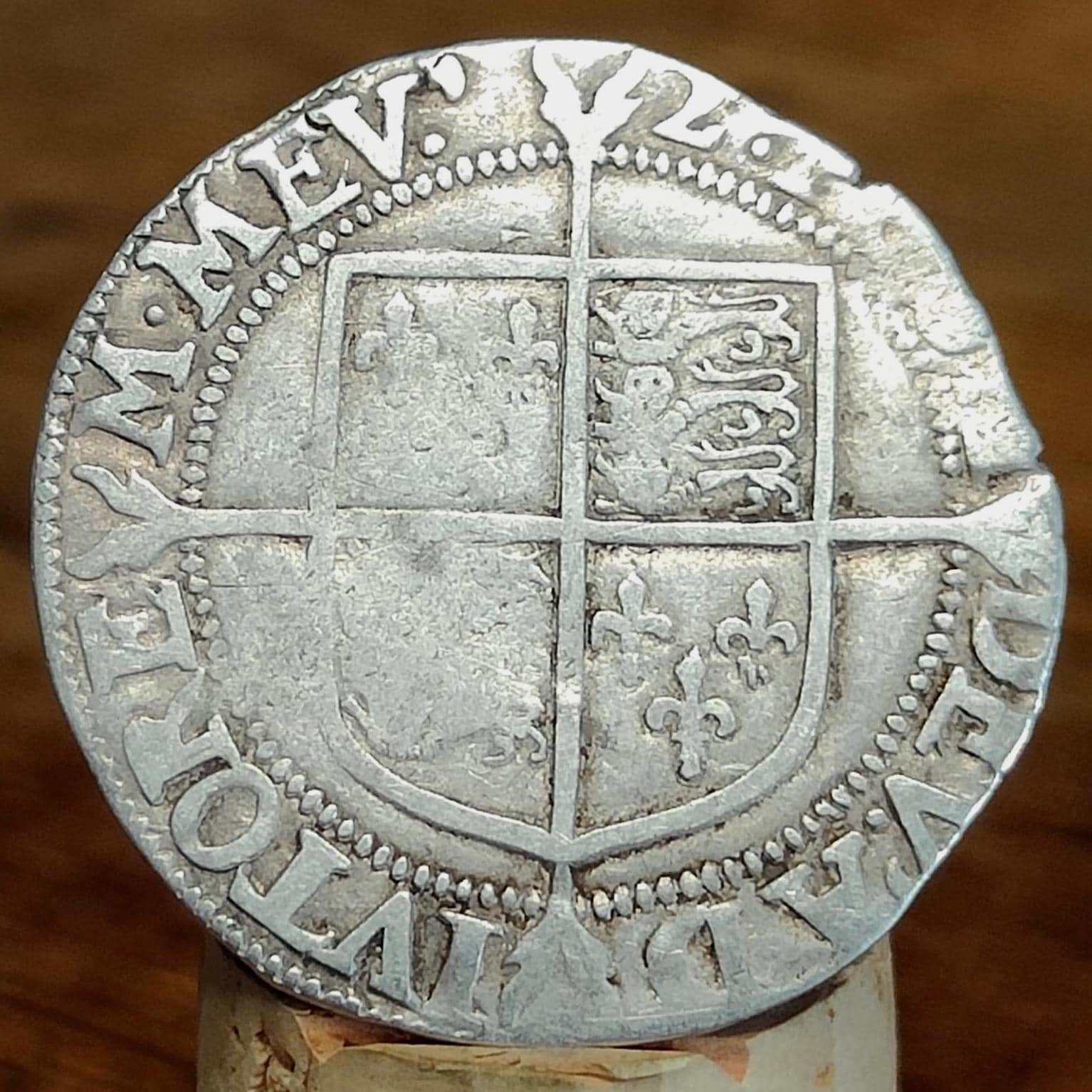 Elizabeth I Shilling from the Battle of Aylesbury Hoard, Tudor hammered silver coin, 1602