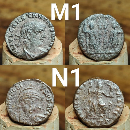 Genuine Roman coins, 4th century ancient Nummus