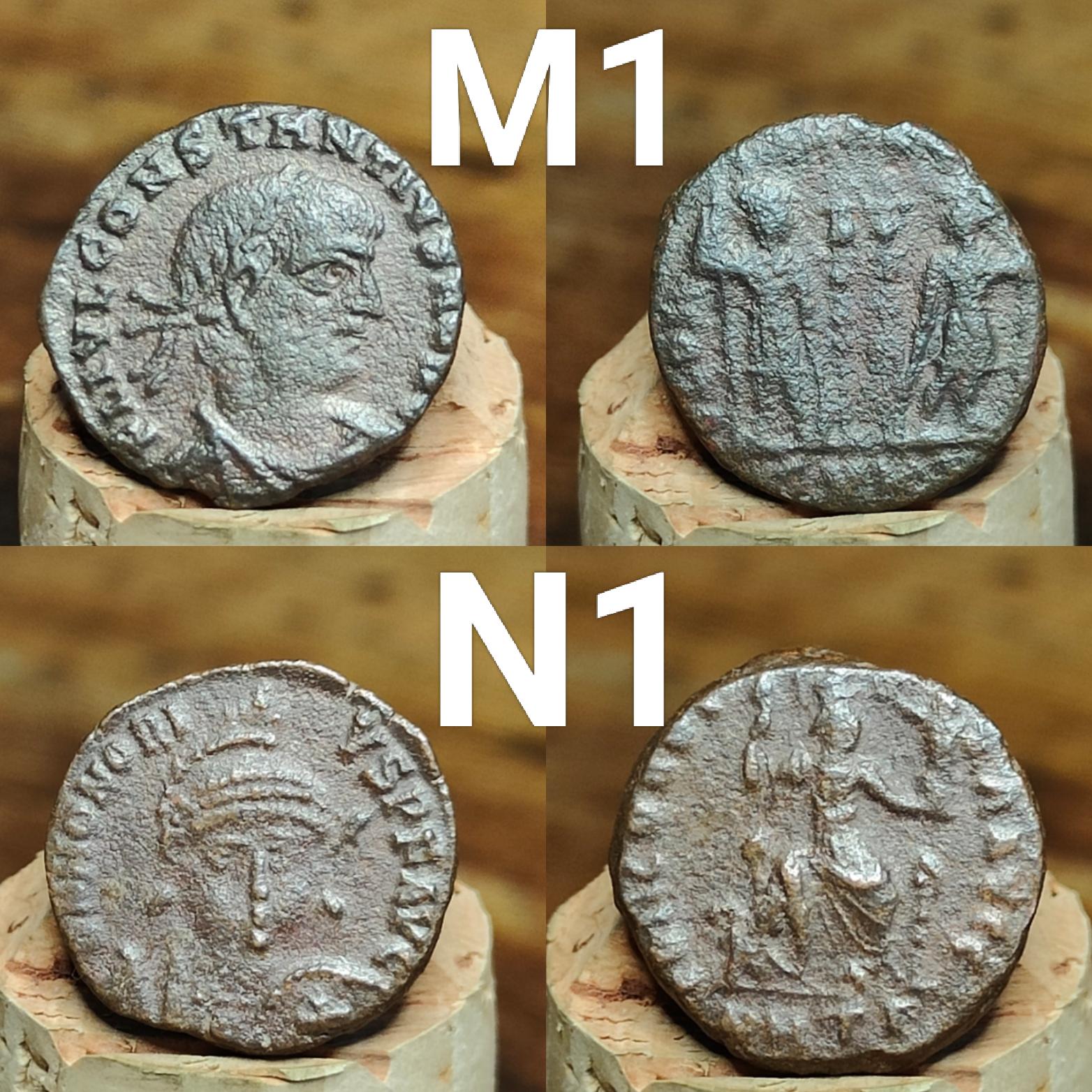 Genuine Roman coins, 4th century ancient Nummus