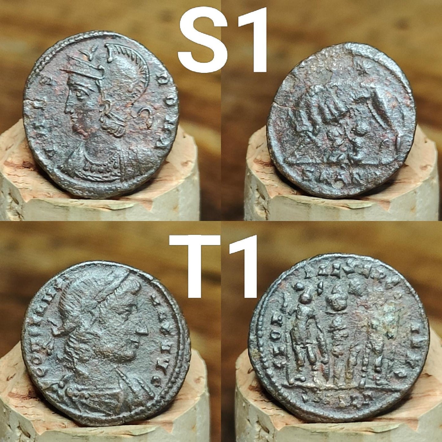 Genuine Roman coins, 4th century ancient Nummus