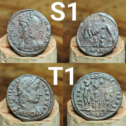 Genuine Roman coins, 4th century ancient Nummus