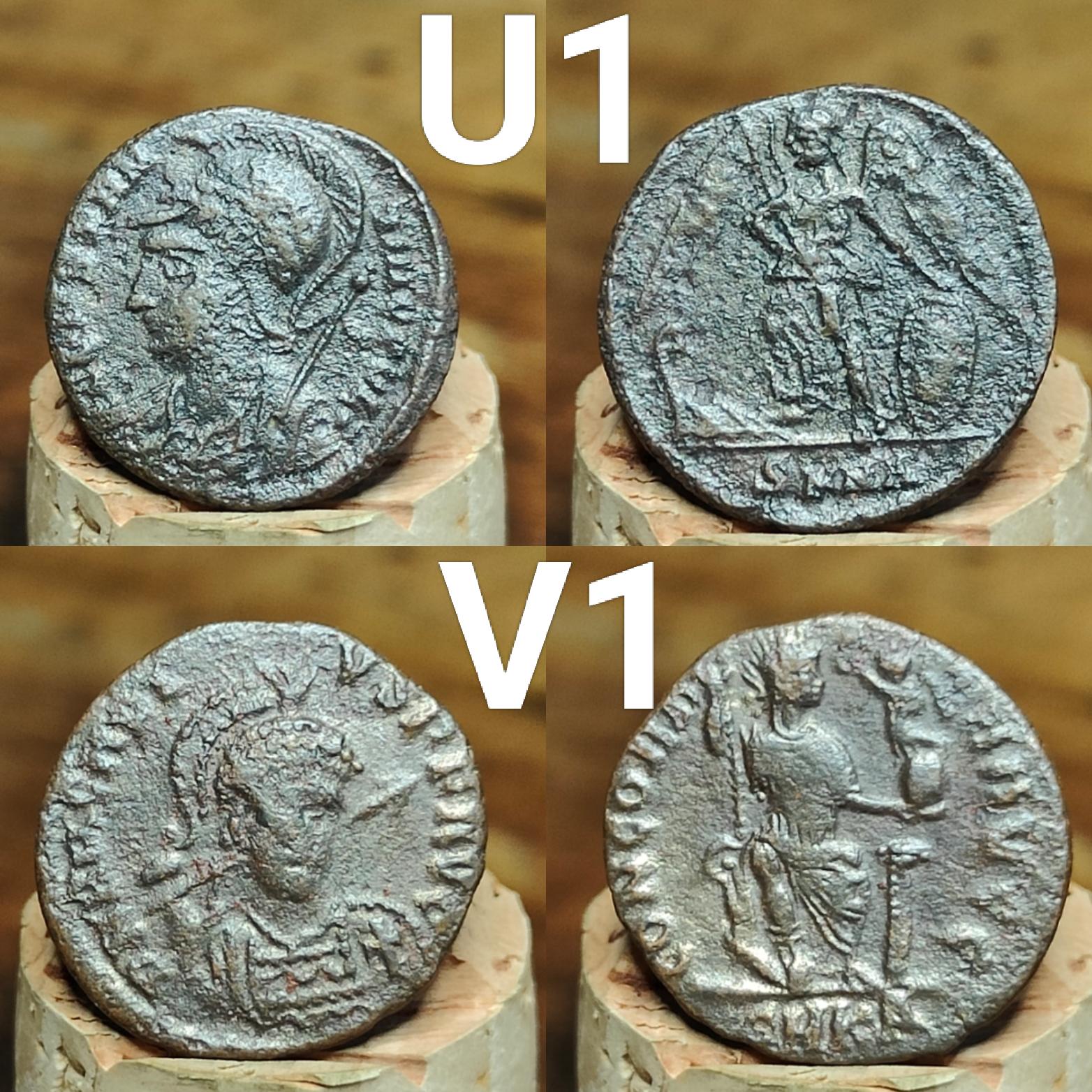 Genuine Roman coins, 4th century ancient Nummus
