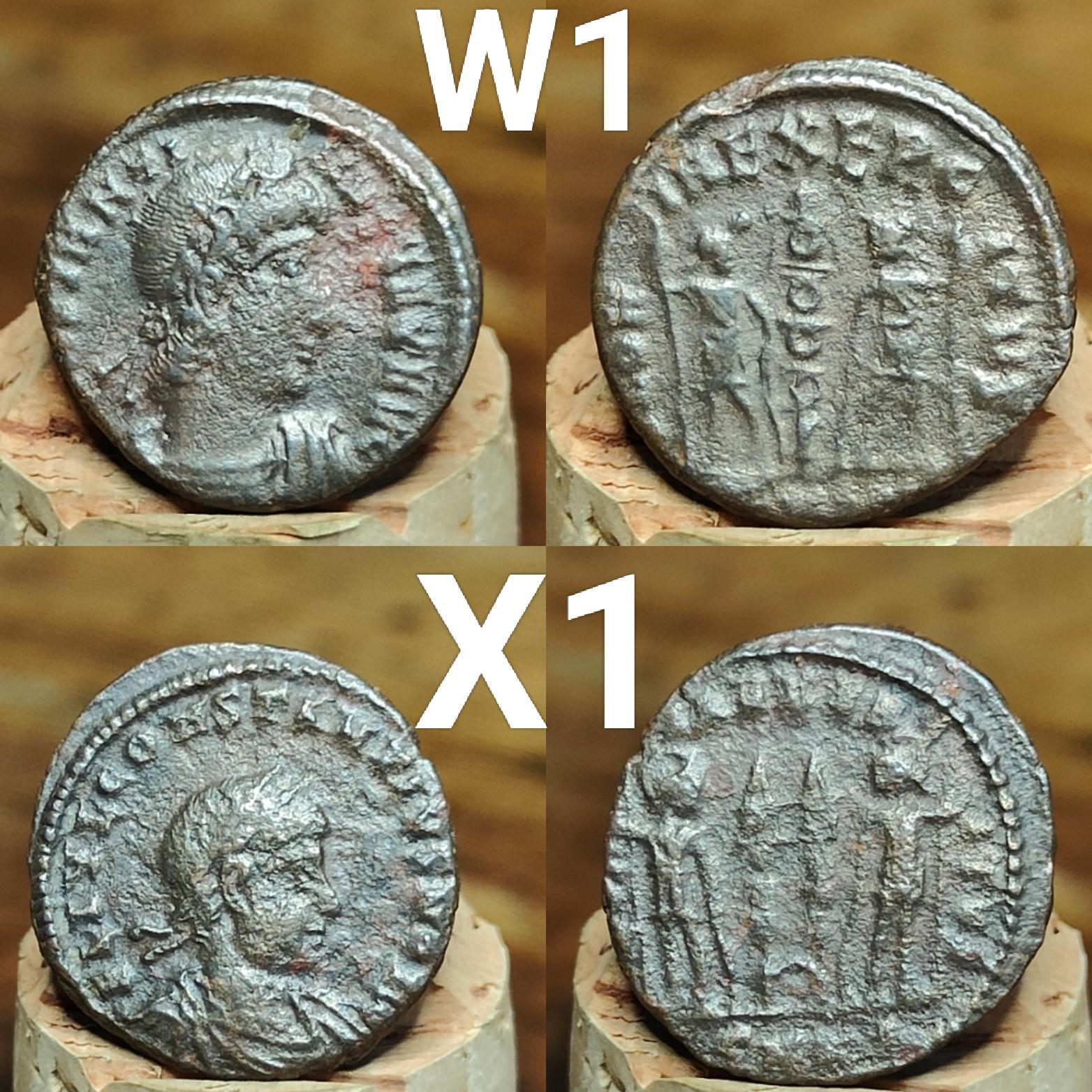 Genuine Roman coins, 4th century ancient Nummus