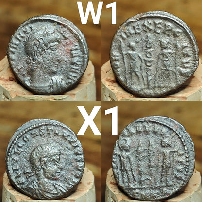 Genuine Roman coins, 4th century ancient Nummus