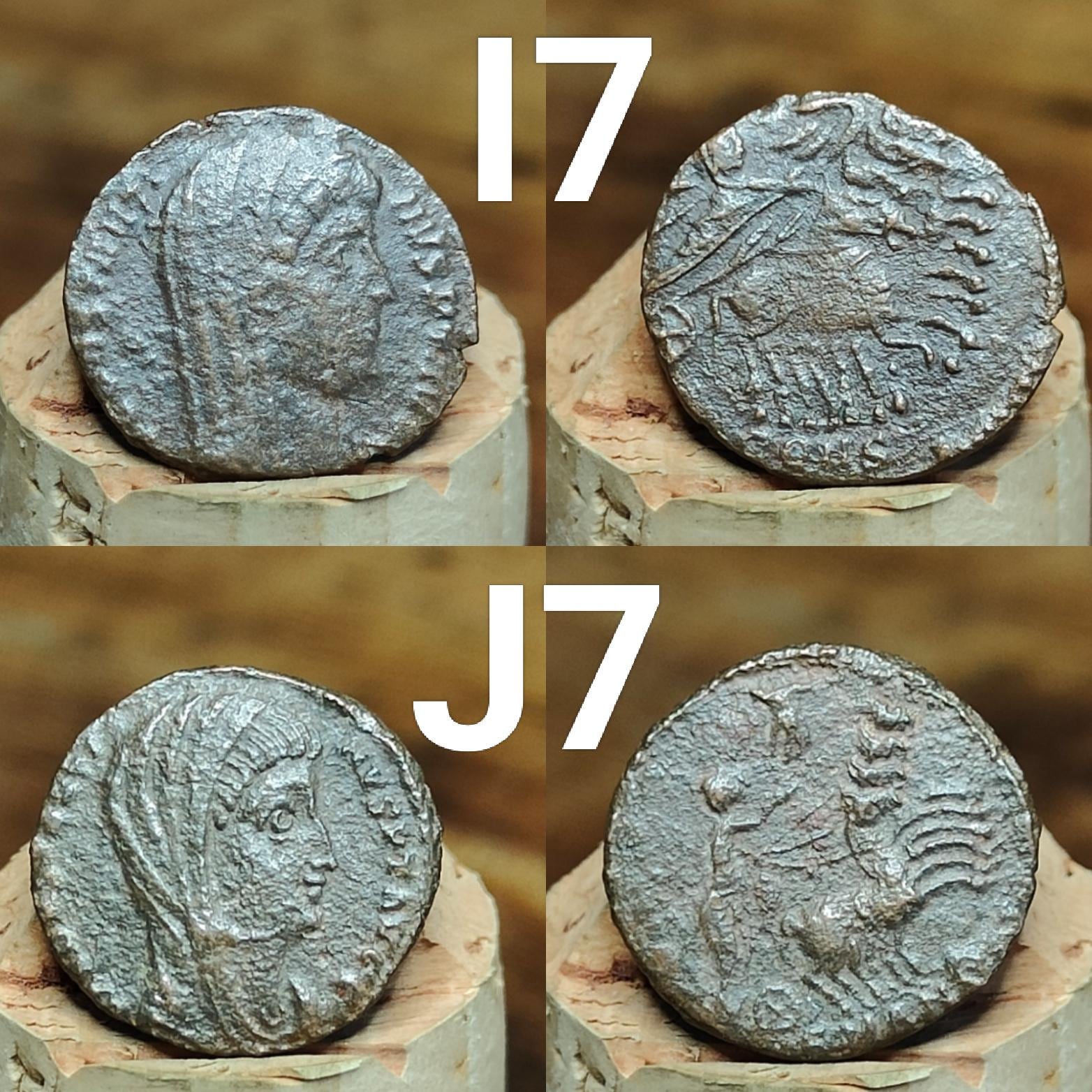 Genuine Roman coins, 4th century ancient Nummus