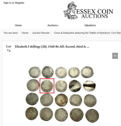 Elizabeth I Shilling from the Battle of Aylesbury Hoard, Tudor hammered silver coin, 1582 - 1583