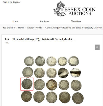 Elizabeth I Shilling from the Battle of Aylesbury Hoard, Tudor hammered silver coin, 1582 - 1584