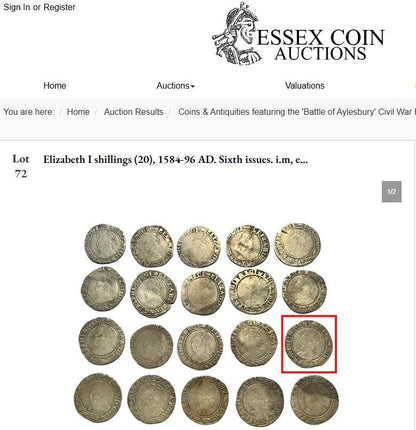 Elizabeth I Shilling from the Battle of Aylesbury Hoard, Tudor hammered silver coin, 1582 - 1583