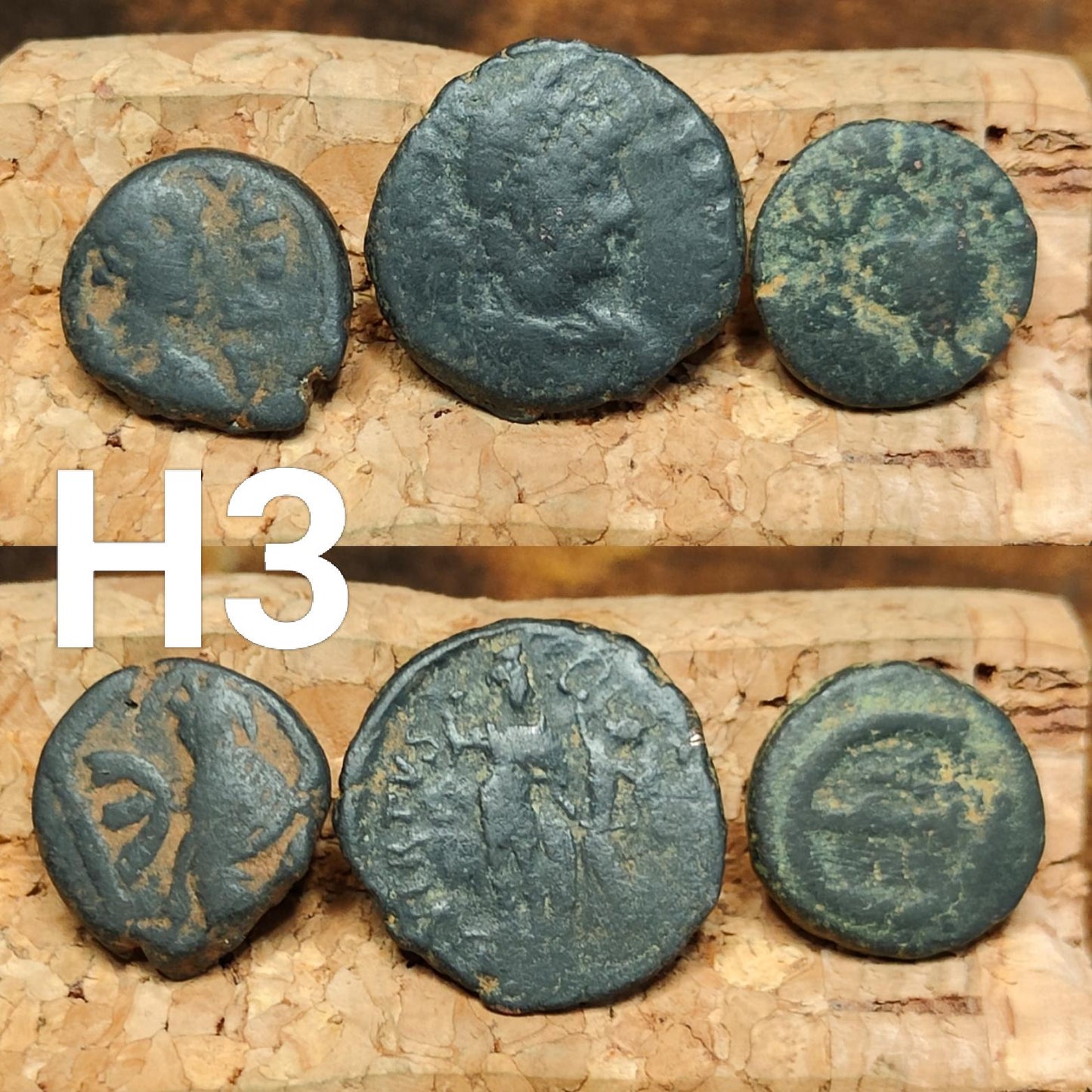 Set of 3 Roman coins, 4th century uncleaned ancient nummus
