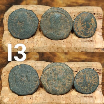 Set of 3 Roman coins, 4th century uncleaned ancient nummus